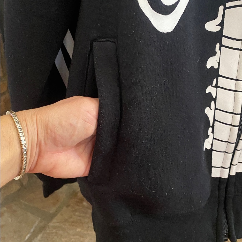 Original Deluxe Black Skeleton Hoodie w/ see through mesh eyes & pockets. Large - Picture 7 of 16